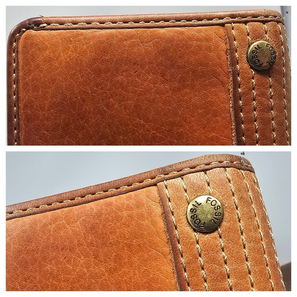 **SOLD**Vintage Fossil 1954 LLV Women's Brown Leather Bifold Clutch Wallet Zip - Picture 6 of 14